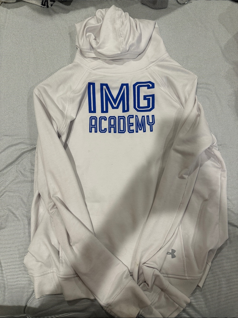 Under Armour White Hoodie with Blue IMG Academy Logo